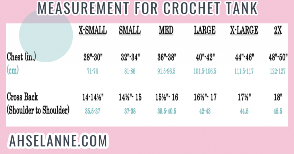 Crochet Tank Top Measure Chart