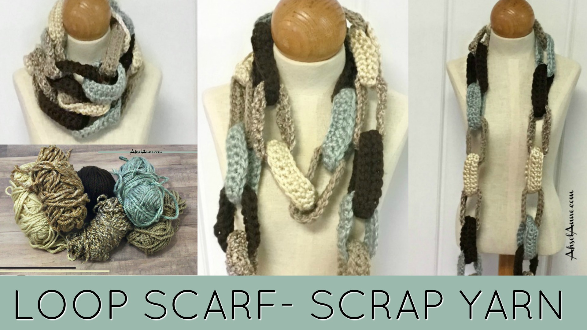 Crochet Loop Scarf - Crochet Scarf - Scrap Yarn Ahsel Anne